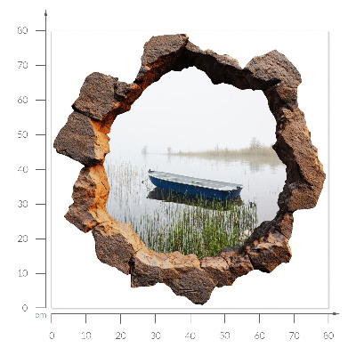 Sticker mural effet trou 3D 80x79 Lac de Pierre