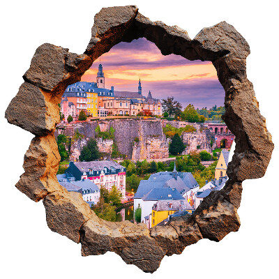 Sticker mural effet trou 3D 80x79 fenêtre en pierre