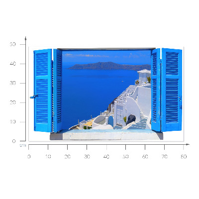 Fausse fenêtre trompe l'oeil 80x49 paysage méditerranéen