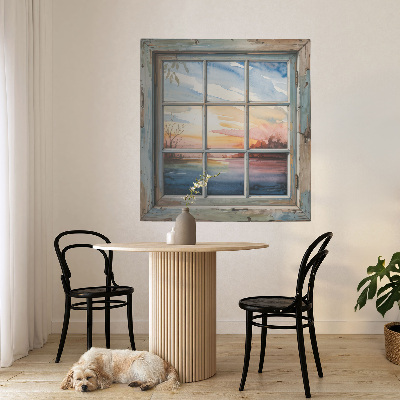 Fausse fenêtre trompe l'oeil 74x80 aquarelles de fenêtre