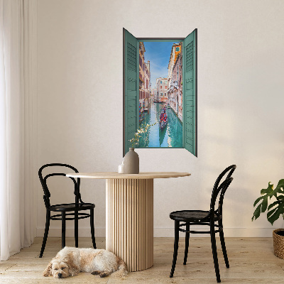 Fausse fenêtre trompe l'oeil 46x80 Un canal pittoresque