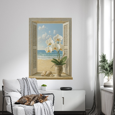 Fausse fenêtre trompe l'oeil 58x80 Fenêtre sur la mer