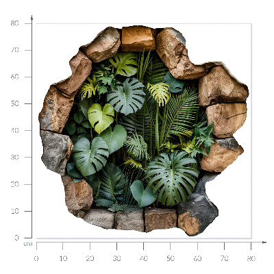 Sticker mural effet trou 3D 80x80 oasis tropicale