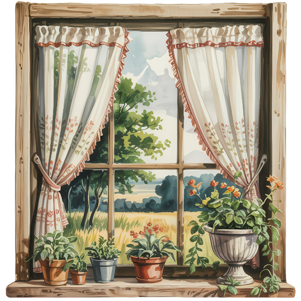 Fausse fenêtre trompe l'oeil 78x80 Fenêtre idyllique