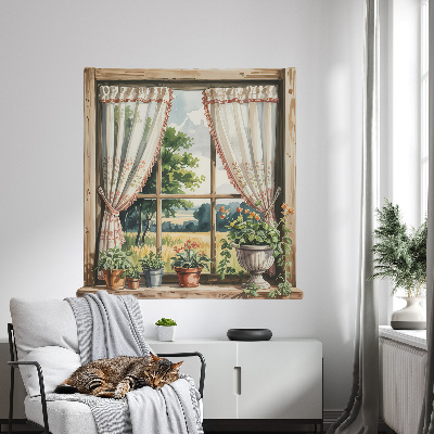 Fausse fenêtre trompe l'oeil 78x80 Fenêtre idyllique