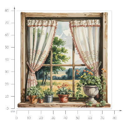 Fausse fenêtre trompe l'oeil 78x80 Fenêtre idyllique
