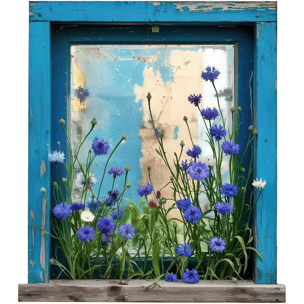 Fausse fenêtre trompe l'oeil 71x80 charme champêtre