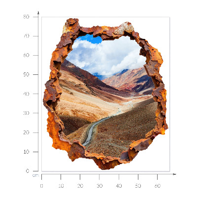 Sticker mural effet trou 3D 66x80 paysage de montagne