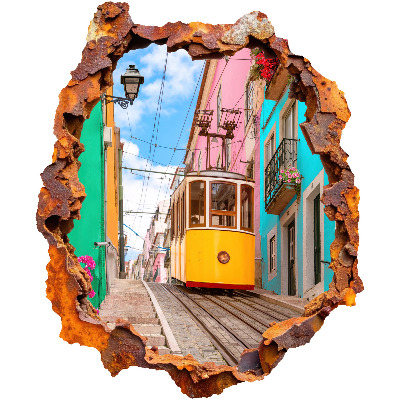 Sticker mural effet trou 3D 66x80 Paysage nostalgique