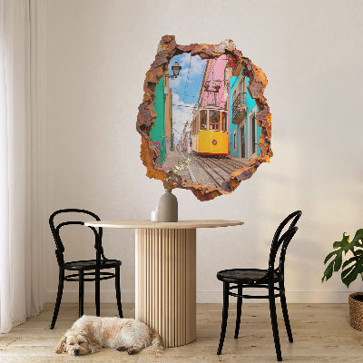 Sticker mural effet trou 3D 66x80 Paysage nostalgique