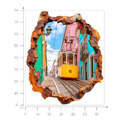 Sticker mural effet trou 3D 66x80 Paysage nostalgique