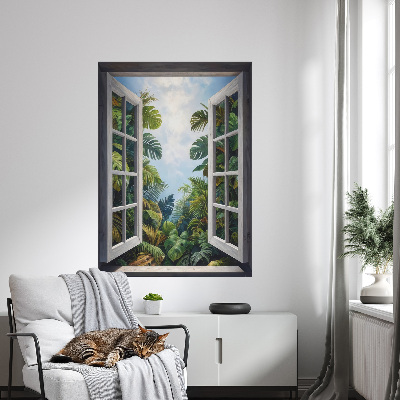 Fausse fenêtre trompe l'oeil 58x80 Vue exotique