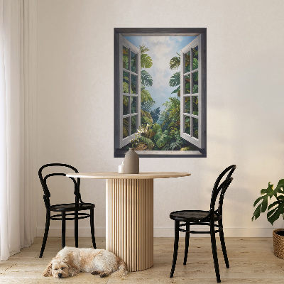 Fausse fenêtre trompe l'oeil 58x80 Vue exotique