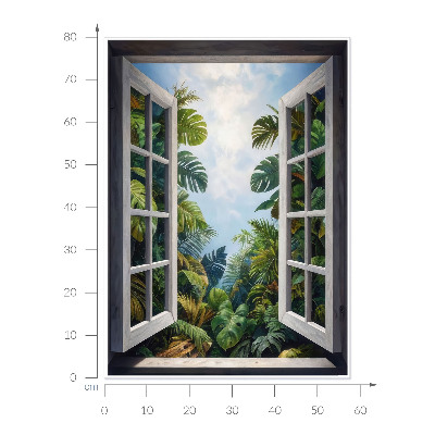 Fausse fenêtre trompe l'oeil 58x80 Vue exotique