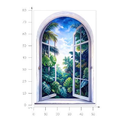 Fausse fenêtre trompe l'oeil 53x80 vue tropicale