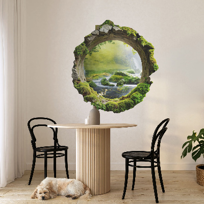 Sticker mural effet trou 3D 74x80 Terre verte