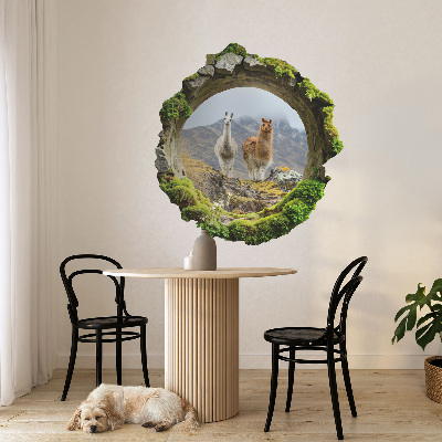 Sticker mural effet trou 3D 74x80 oasis de montagne