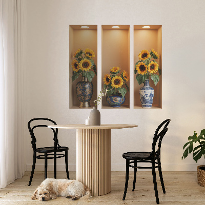 Sticker mural 3d 80x73 bouquets de tournesols