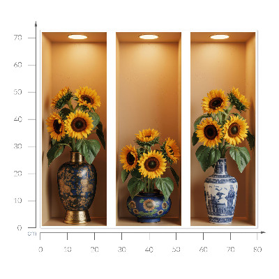 Sticker mural 3d 80x73 bouquets de tournesols