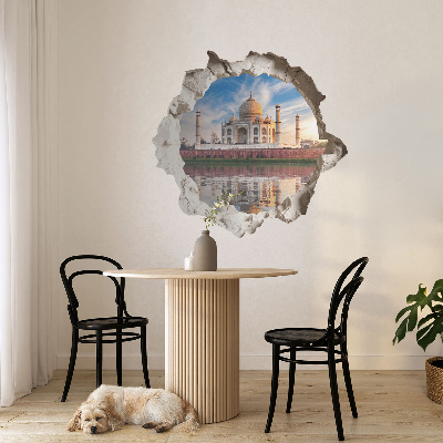 Sticker mural effet trou 3D 80x76 Un monument exotique