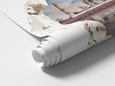 Sticker mural effet trou 3D 80x76 Un monument exotique