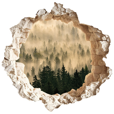 Sticker mural effet trou 3D 80x78 Forêt mystique