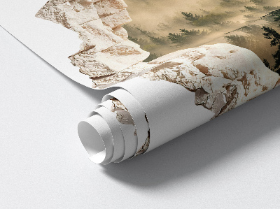 Sticker mural effet trou 3D 80x78 Forêt mystique