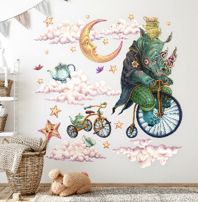 Autocollant mural 100x134 Un royaume animal enchanté dans un style dessin animé