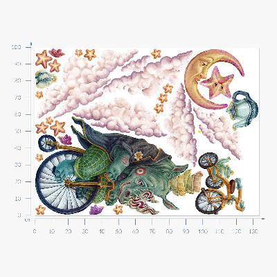 Autocollant mural 100x134 Un royaume animal enchanté dans un style dessin animé