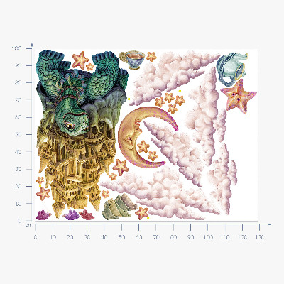 Autocollant mural 100x129 Fantasmes animaliers sous forme de dessin animé