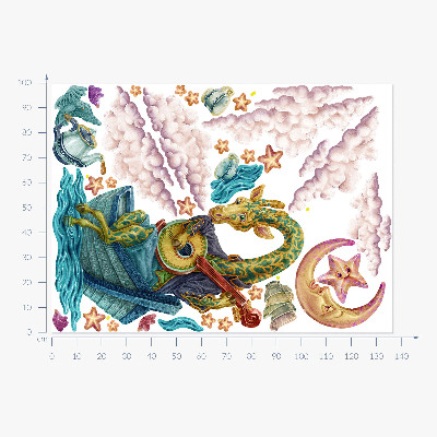 Autocollant mural 100x137 Le règne animal en version dessin animé