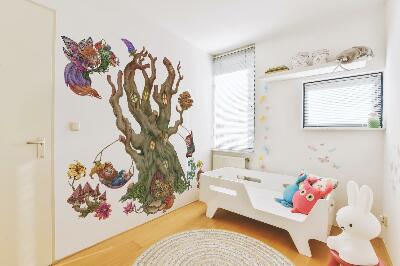 Autocollant mural 100x132 Créatures féeriques de la forêt et une cabane dans les arbres