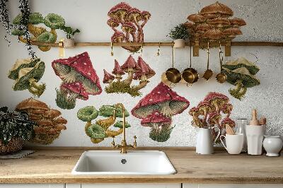 Autocollant mural 100x48 Champignons forestiers en version dessin animé