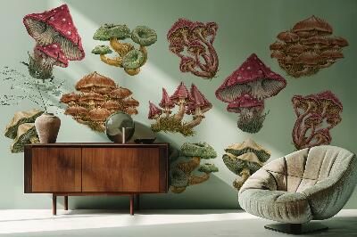 Autocollant mural 100x48 Champignons forestiers en version dessin animé