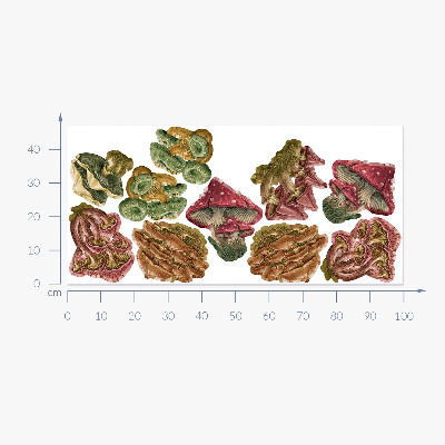 Autocollant mural 100x48 Champignons forestiers en version dessin animé
