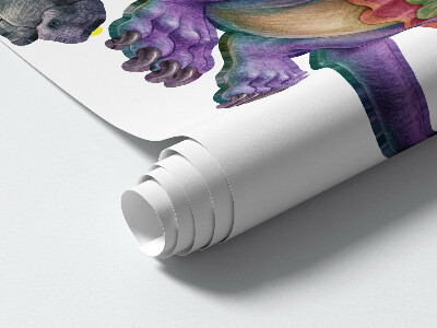 Autocollant mural 100x122 Famille de contes de fées de dragons colorés dans un style illustratif