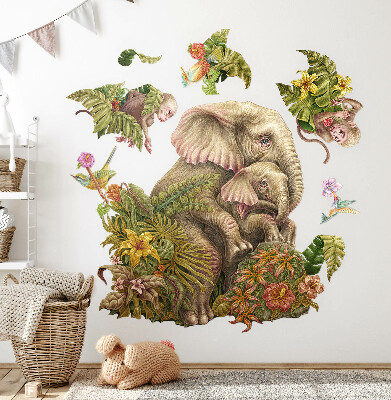 Autocollant mural 100x125 Safari avec des animaux et des plantes exotiques