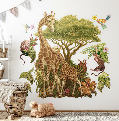 Autocollant mural 100x150 Safari dans la version pastel de la nature sauvage