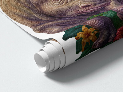 Autocollant mural 100x108 Animaux sauvages et végétation de safari en dessins