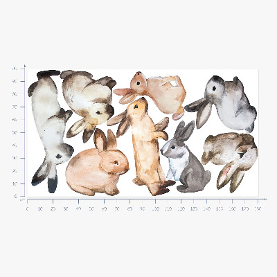 Autocollant mural 100x181 Lapins pastel en technique aquarelle