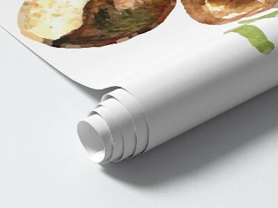 Autocollant mural 100x155 Une composition forestière de plantes et d'animaux à l'aquarelle