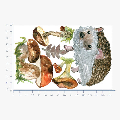 Autocollant mural 100x155 Une composition forestière de plantes et d'animaux à l'aquarelle