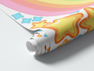 Autocollant mural 100x179 Licorne colorée dans un ciel arc-en-ciel