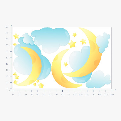Autocollant mural 100x160 Ciel nocturne avec lune et étoiles subtiles