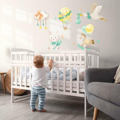 Autocollant mural 100x178 Jouets pastel mignons dans un style aquarelle