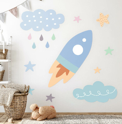 Autocollant mural 100x167 Rêves pastel cosmiques avec étoiles et nuages