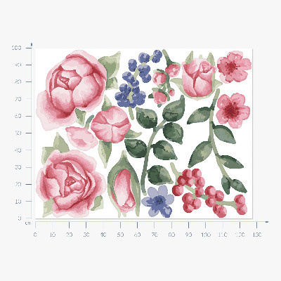 Autocollant mural 100x128 Aquarelles florales avec des pivoines aux tons pastel