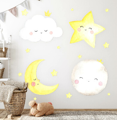 Autocollant mural 100x182 Nuages nocturnes avec des étoiles aux tons pastel