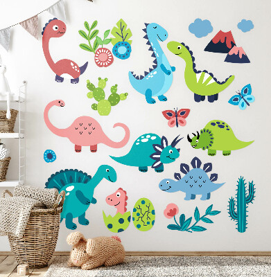 Autocollant mural 100x180 Dinosaures joyeux dans une palette pastel