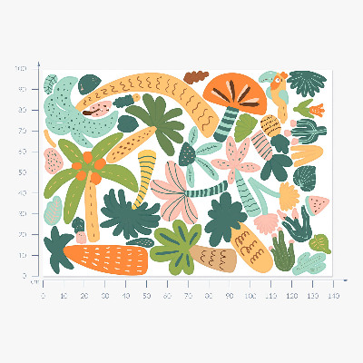 Autocollant mural 100x140 Arbres tropicaux aux tons pastel